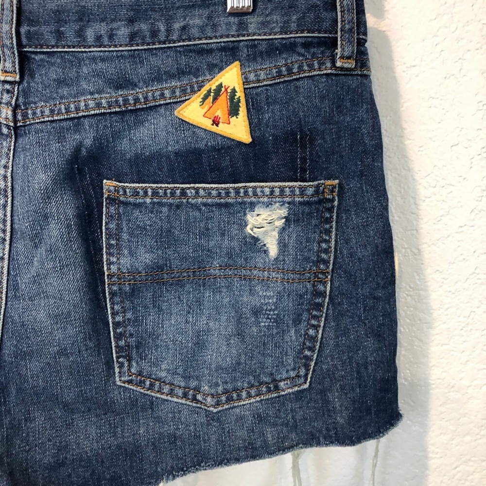 Topshop Blue Distressed Jean Shorts with Patch Details - Picture 9 of 12